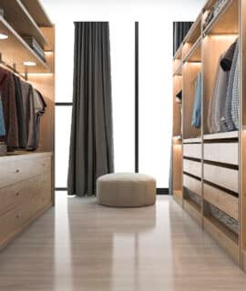 3d-rendering-modern-scandinavian-white-wood-walk-closet-with-wardrobe-near-window