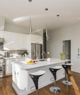 A beautiful shot of a modern house kitchen